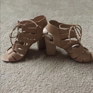 Lace up chunky heels